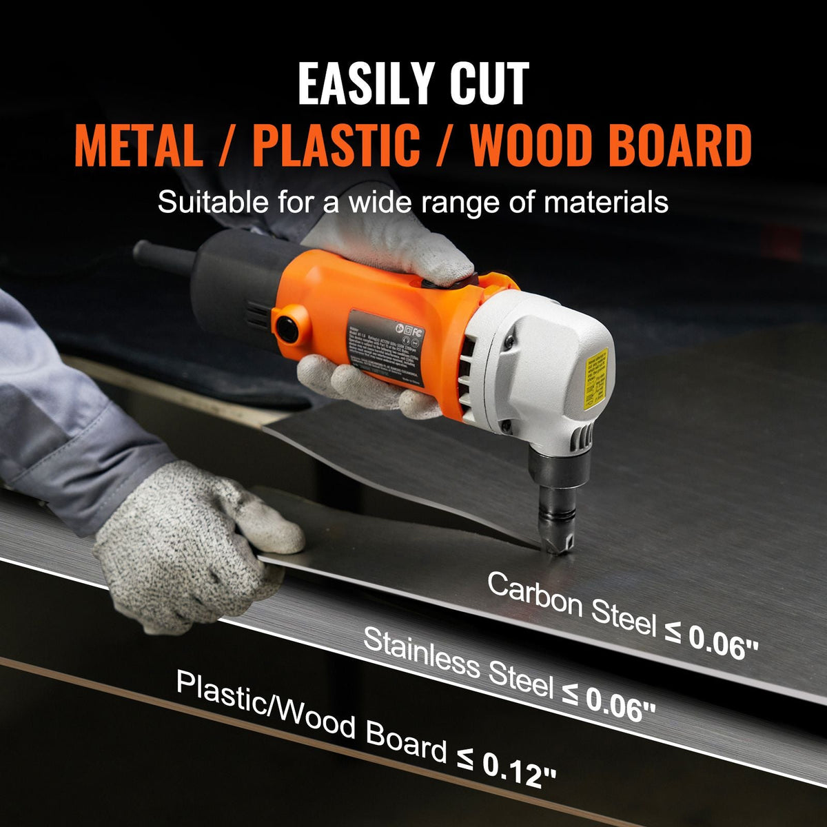 Sheet Metal Nibbler, 550W Powerful 2200 RPM High Speed, 360 Degree Rotation Electric Nibbler Metal Cutter, Straight Curve and Circle Cutting for Stainless Steel, Aluminum, Plastic, Wood Board