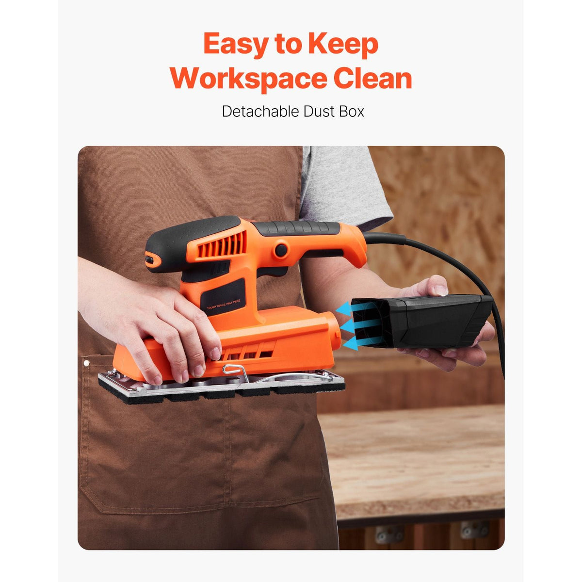 Sheet Sander, 1/2 Sheet 2.5A Electric Sander for Woodworking, Max. 12000RPM Variable Speed Sheet Finishing Sander with Sandpaper and Dust Box for Wood Polishing Sanding