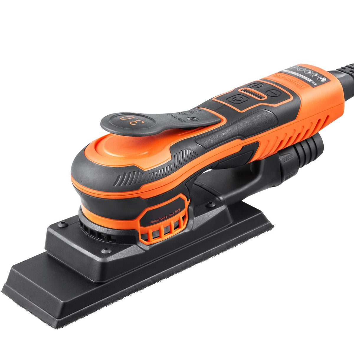 Sheet Sander, 3/8 Sheet 3A EC Brushless Sander, Max. 10000RPM Variable Speed Sheet Finishing Sander with 10PCS Sandpapers and Vacuum Cleaner Adapter for Woodworking