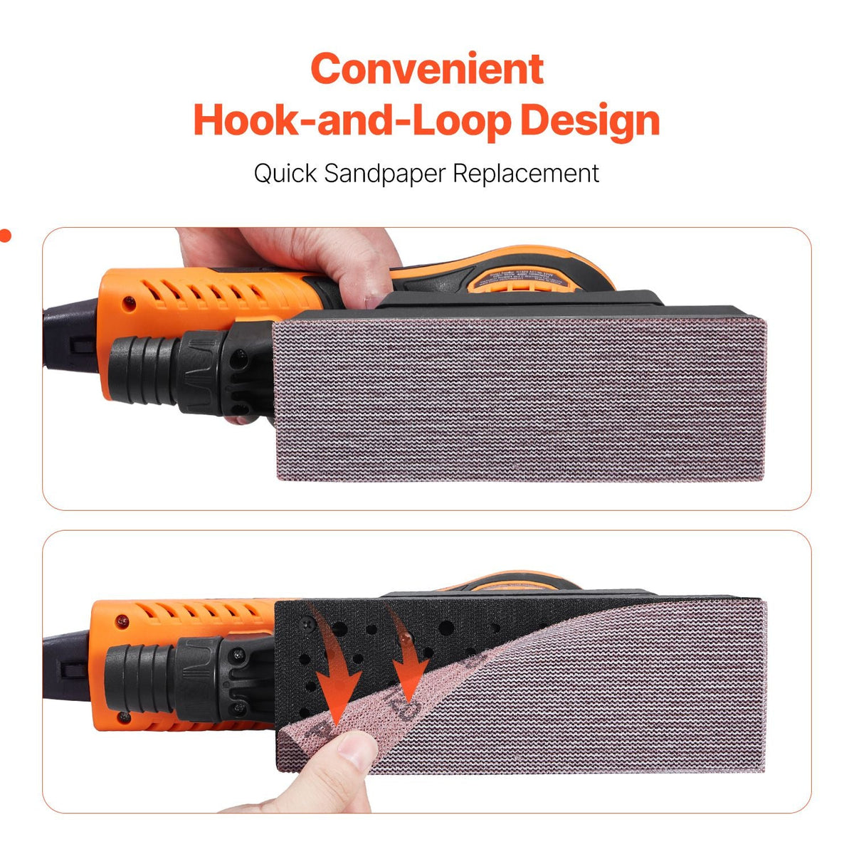 Sheet Sander, 3/8 Sheet 3A EC Brushless Sander, Max. 10000RPM Variable Speed Sheet Finishing Sander with 10PCS Sandpapers and Vacuum Cleaner Adapter for Woodworking