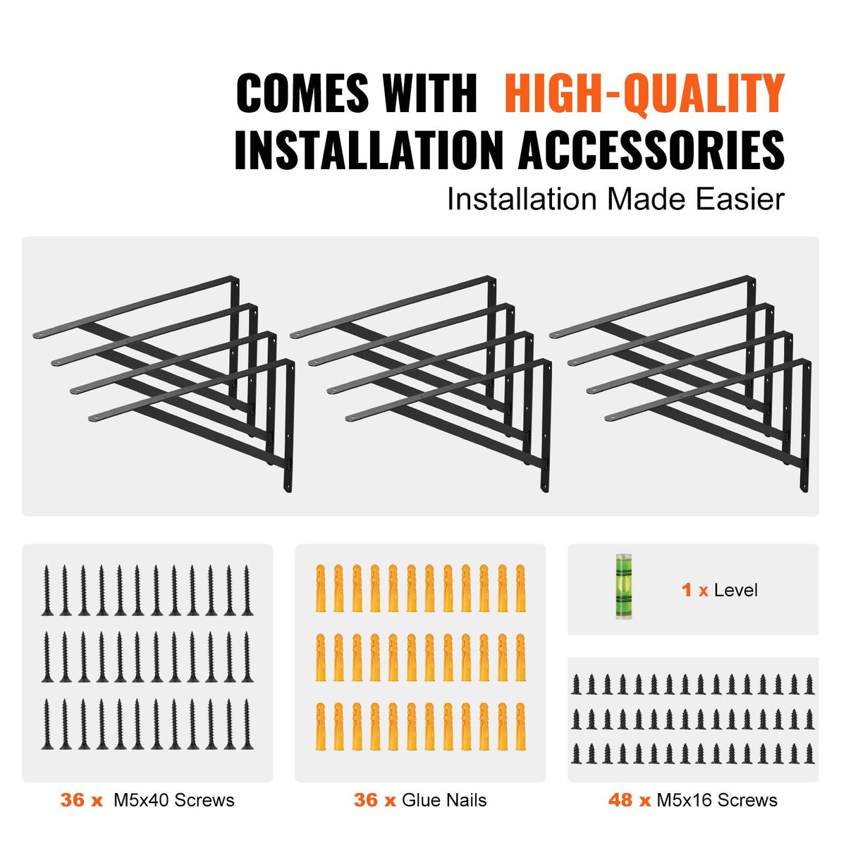 Shelf Bracket, 18 x 12 in 12 Pcs, Heavy Duty Floating Shelf Brackets, Brackets for Shelves, 3mm Thick Matte Black Triangle Shelf Bracket,Steel Shelving Brackets with 160 lbs Load Capacity