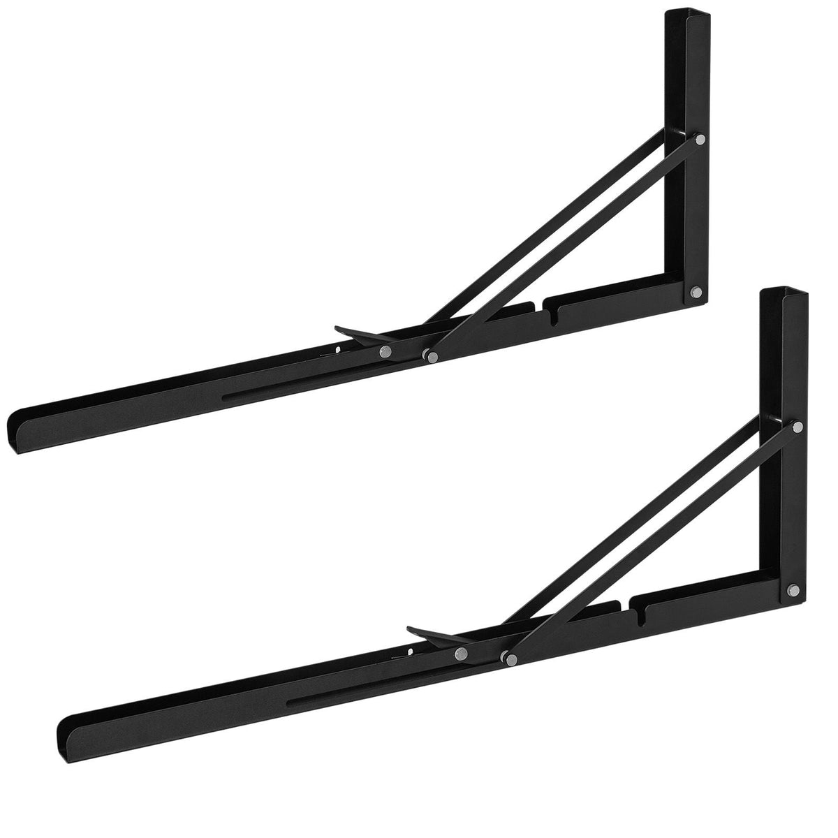 Shelf Bracket Foldable, 24' L 2 Pcs , Heavy Duty Floating Shelf Brackets, Brackets for Shelves, 5mm Thick Matte Black L Shelf Bracket,Steel Shelving Brackets with 300 lbs Load Capacity