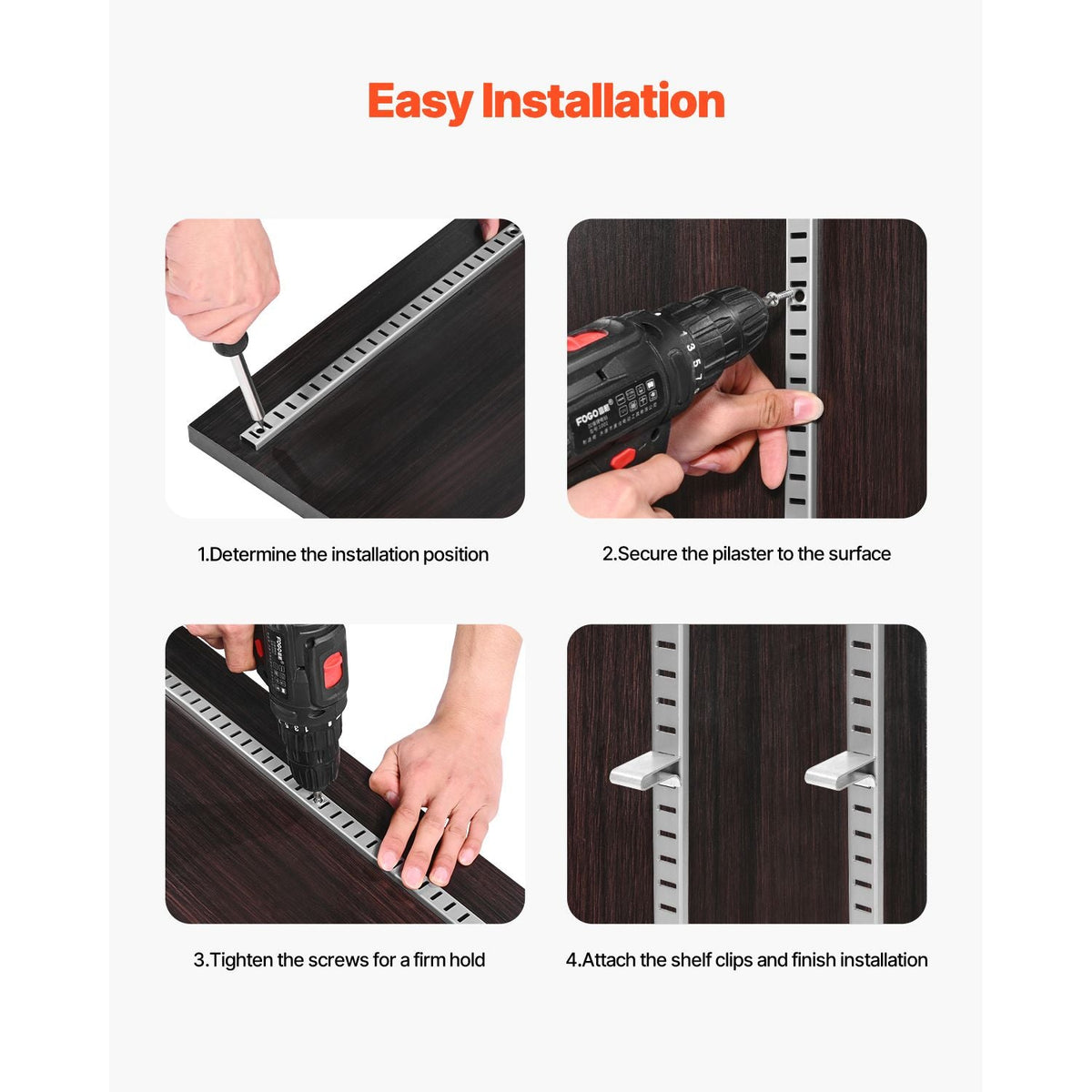Shelf Pilaster, 36.3-inch 6 Pack, Adjustable Shelf Brackets Steel Mortise Mount Pilaster Strip Standards with 24 Screws, Suitable for Wall Shelving System Cabinet Closet Organization