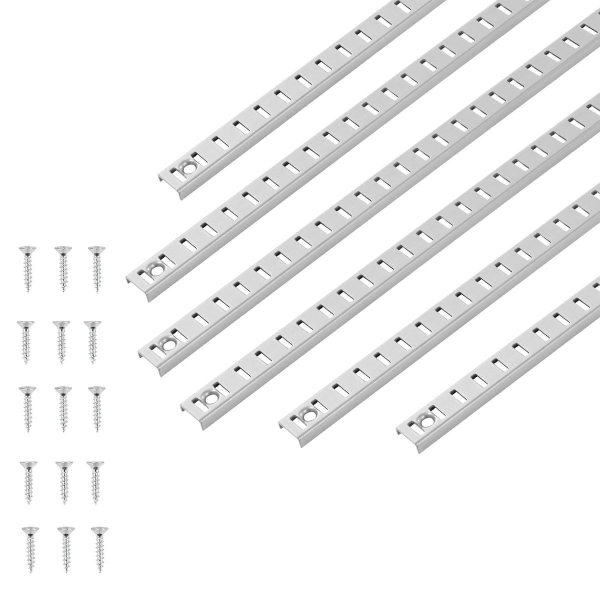 Shelf Pilaster, 36.3-inch 6 Pack, Adjustable Shelf Brackets Steel Mortise Mount Pilaster Strip Standards with 24 Screws, Suitable for Wall Shelving System Cabinet Closet Organization