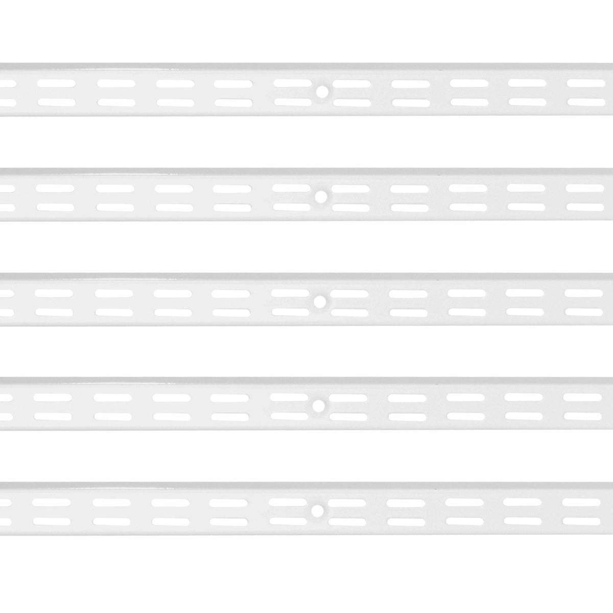 Shelf Pilaster, 60-inch 5 Pack, Dual Track Upright Wall Shelving System, Heavy Duty Support System Twin Slot Shelf Rails, 25 Screws, Suitable for Cabinet Closet Organization Storage, Silver