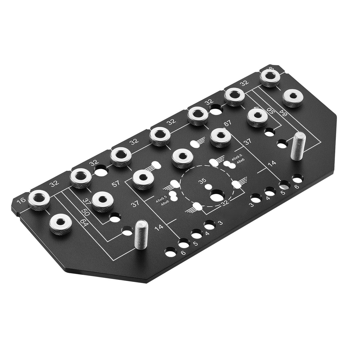 Shelf Pin Jig and Hinge Jig Two-in-One, Aluminum Alloy Cabinet Hardware Hole Drilling Template with 1/4" and 3/16" Drill Bits, for Cabinet Doors Bookshelves Wardrobes Woodworking and DIY