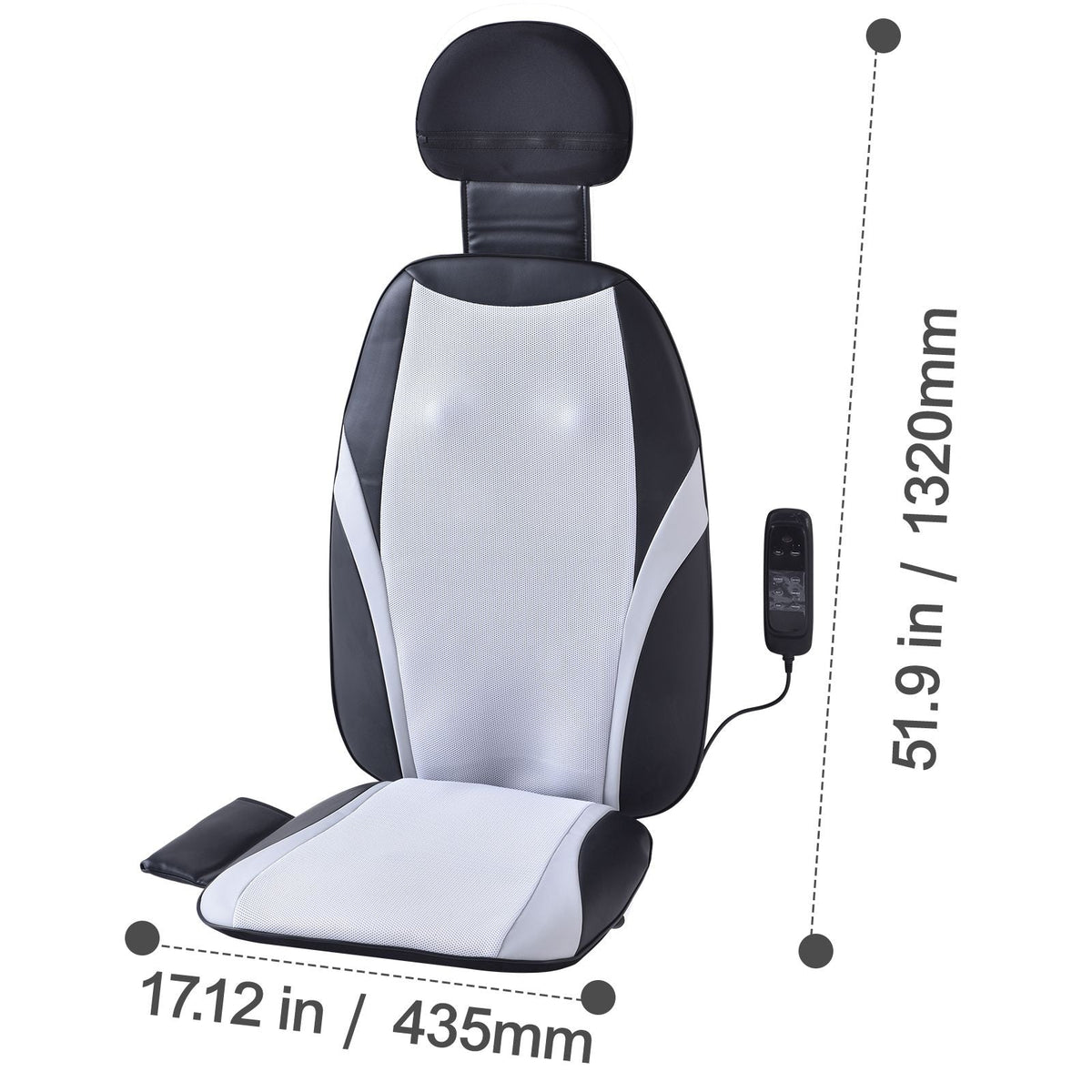 Shiatsu Back Massager with Heat, Massage Seat Cushion with 2-Group Back Shiatsu Rollers and 2 Seat Vibration Motors, Fatigue Relief Seat Massage Chair Pad with 5 Vibration Modes for Home Office