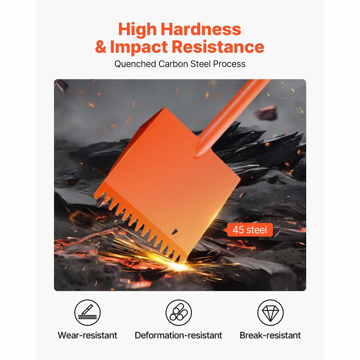 Shingle Shovel 4 Pack, D-Grip Handle Shingle Roof Ripper, High Hardness 45# Steel & Lightweight Easy Tearing Off Roofing & Nails Tool, ideal for Commercial and Residential Use,Orange