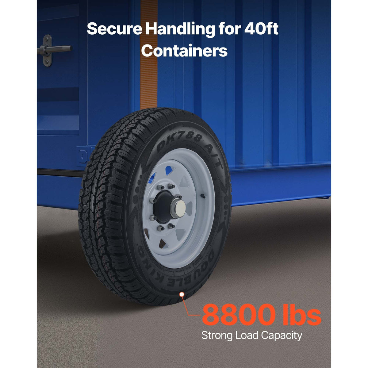 Shipping Container Wheels 8-Lug Wheels Kit, Heavy Duty Shipping Container Accessories with Ratchet Tie Down-Moves 20 ft - 40 ft, Secure Transport for Dock, Warehouse, Construction Site, Black