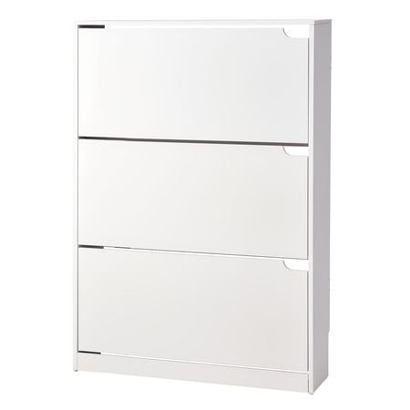 Shoe Cabinet with 3 Flip Drawers, Modern Shoes Storage Cabinet with Anti-Tipping Device, Freestanding Shoe Rack Organizer, Ideal for Entryway, Hallway, Bedroom, Living Room, Closet, White