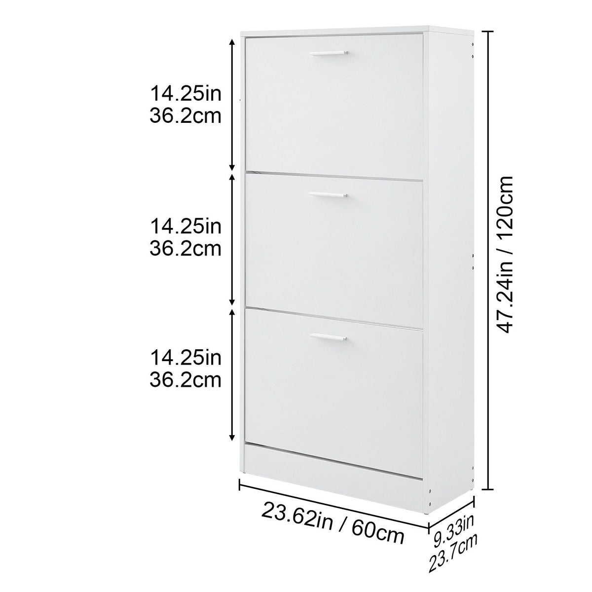 Shoe Cabinet with 3 Flip Drawers, Shoe Storage Cabinet for Entryway, Free Standing Shoe Storage Organizer with Side Hooks for Heels, Boots, Slippers in Hallway, Living Room
