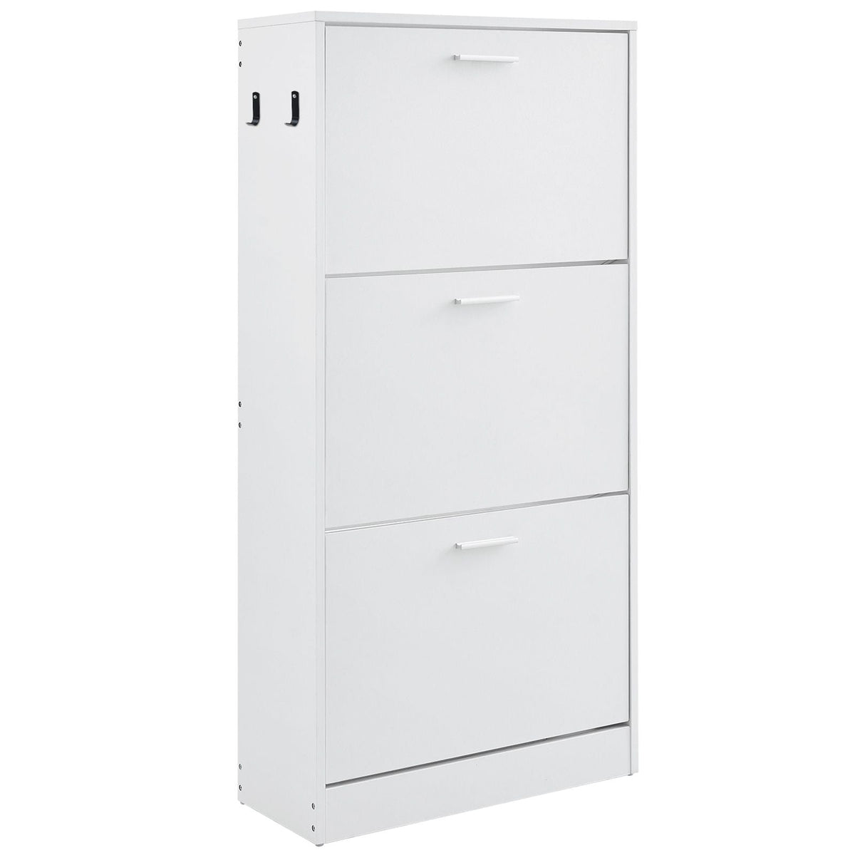 Shoe Cabinet with 3 Flip Drawers, Shoe Storage Cabinet for Entryway, Free Standing Shoe Storage Organizer with Side Hooks for Heels, Boots, Slippers in Hallway, Living Room