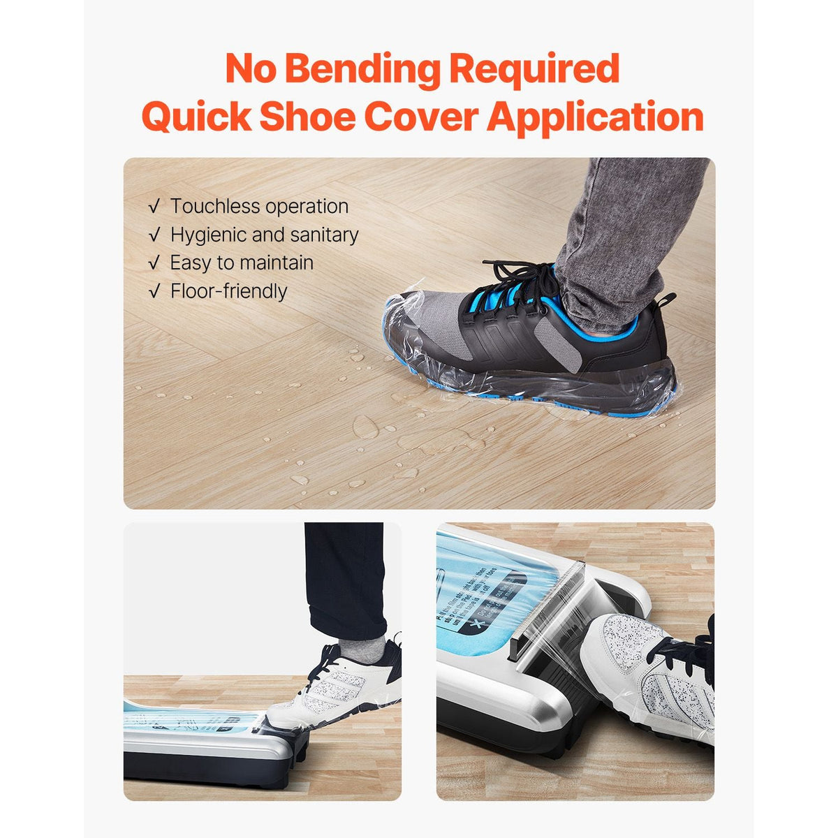 Shoe Cover Dispenser, Automatic Shoe Film Machine with 1 Roll (600 Pcs) of Non-Slip Disposable Sole Membrane, Fits Size Up to US 11, for Home, Office, Lab, Factory, Hospital, Indoor Use, Silver