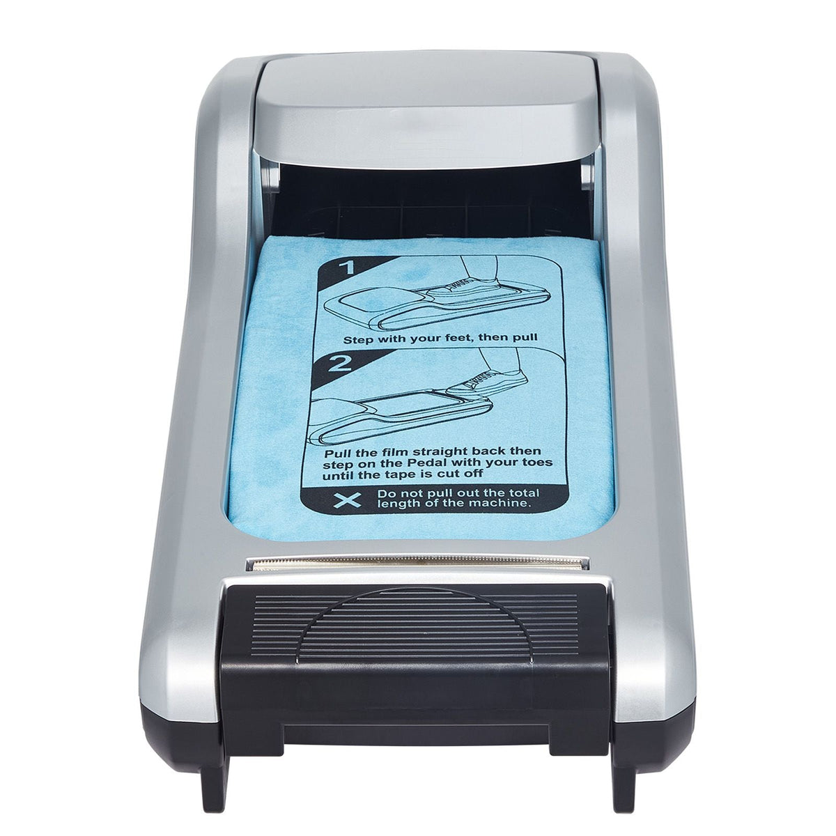 Shoe Cover Dispenser, Automatic Shoe Film Machine with 1 Roll (600 Pcs) of Non-Slip Disposable Sole Membrane, Fits Size Up to US 11, for Home, Office, Lab, Factory, Hospital, Indoor Use, Silver