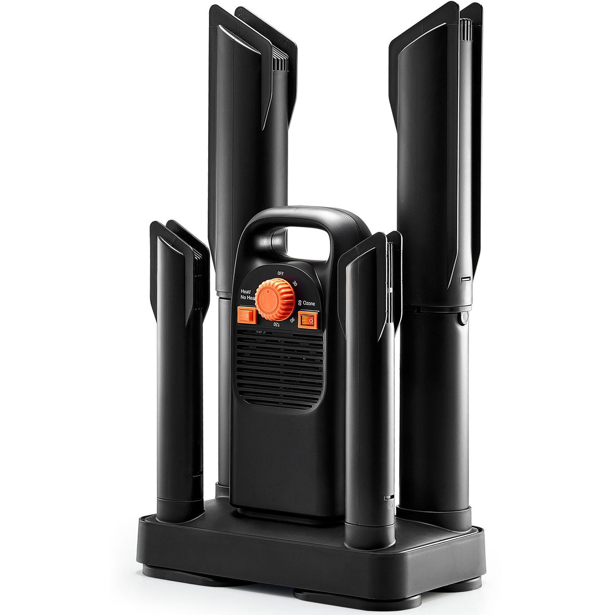 Shoe Dryer with Timer, Detachable 4 Tubes Boot Dryers with V0-Rated Fire-Retardant Materials, Quick Drying for Work Boots, Sneakers, Gloves, Helmets, Black & Orange