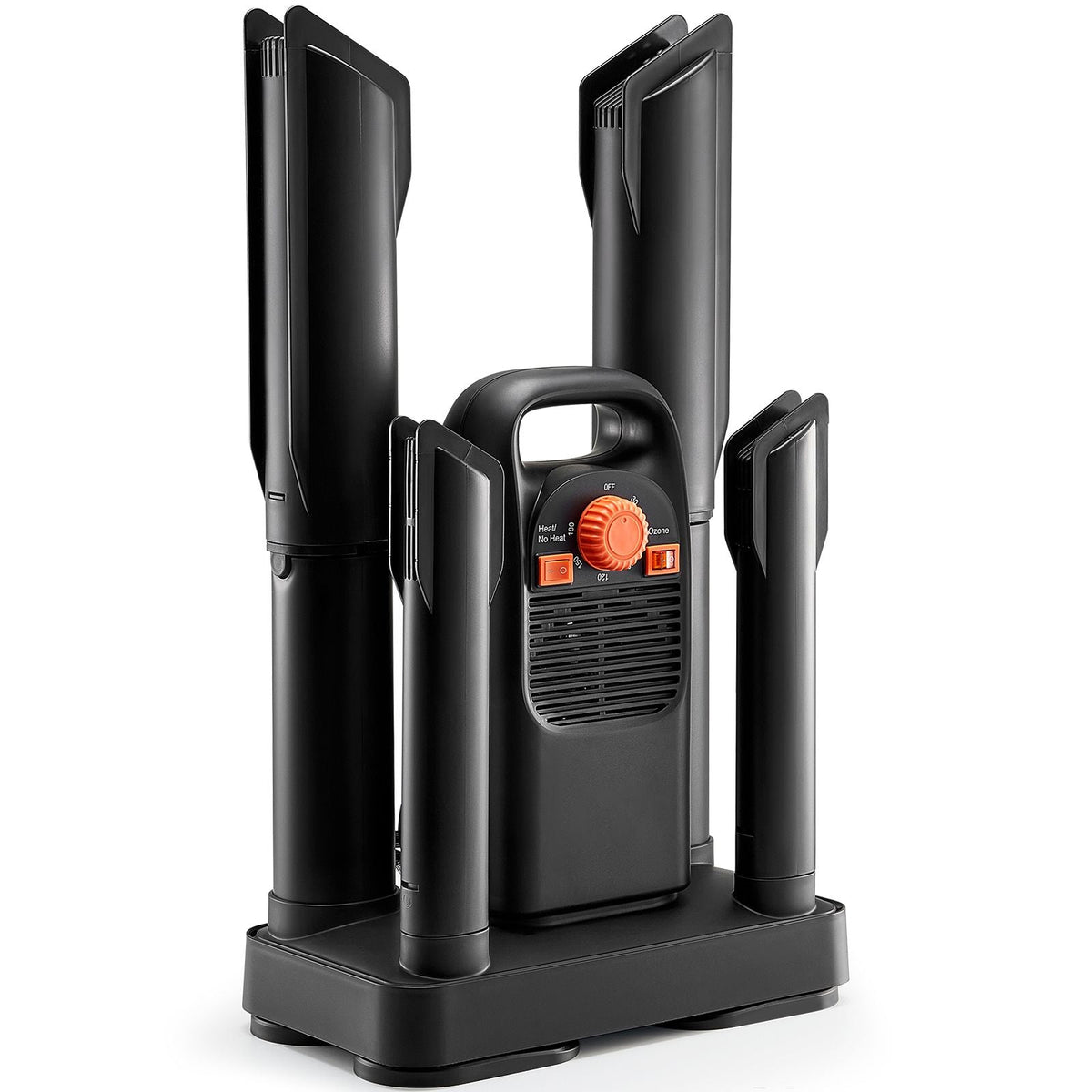 Shoe Dryer with Timer, Detachable 4 Tubes Boot Dryers with V0-Rated Fire-Retardant Materials, Quick Drying for Work Boots, Sneakers, Gloves, Helmets, Black & Orange