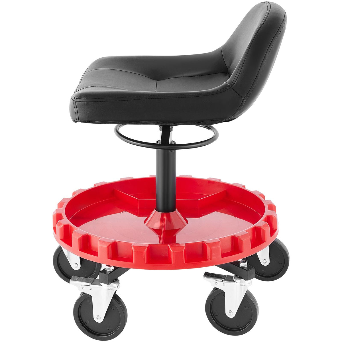 Shop Stool, 300 LBS Rolling Garage Stool, 22' to 26' Adjustable Height Mobile Rolling Gear Seat, Round Tray Garage Pneumatic Stool, All-Terrain 5\" Casters with Two Brakes Mechanic Seat
