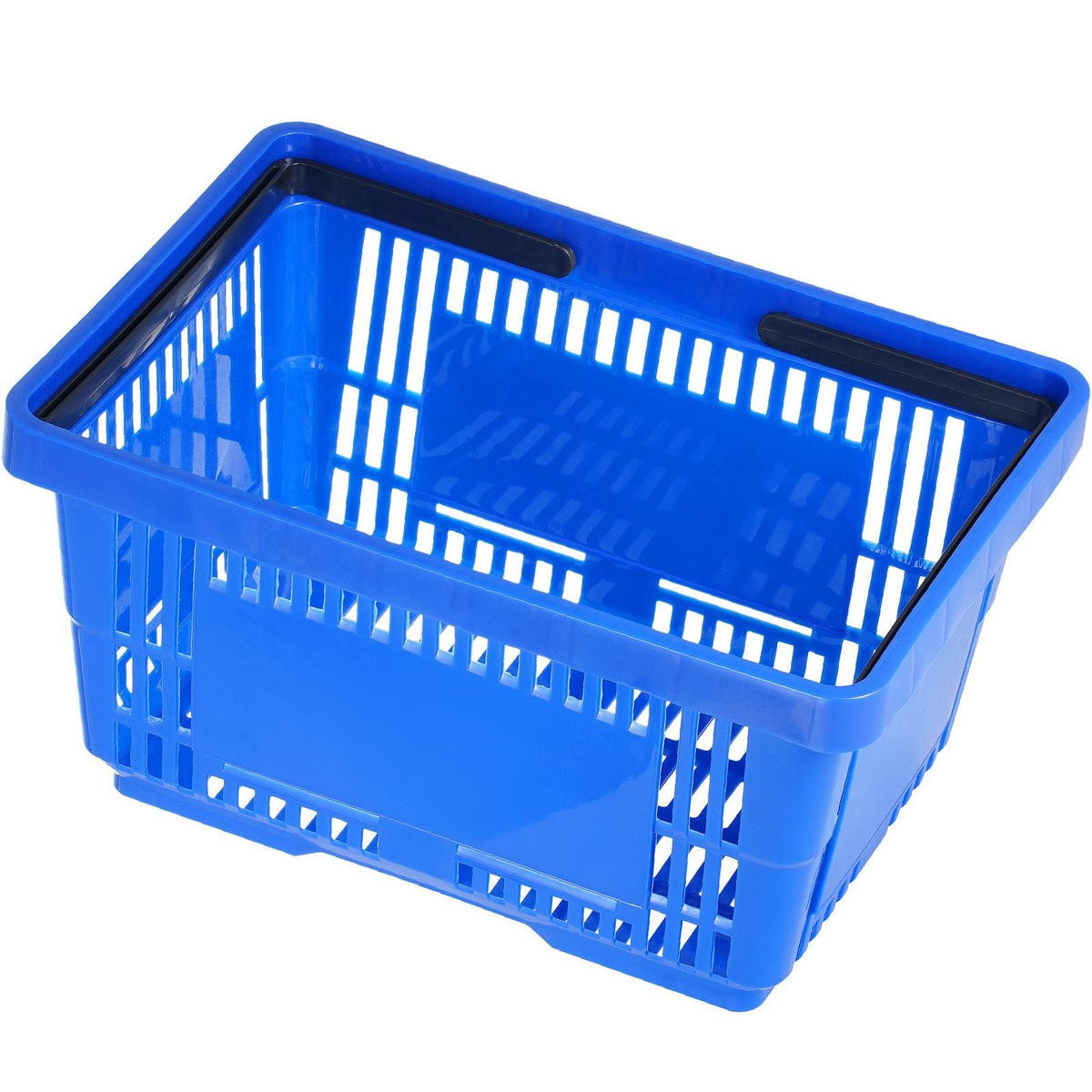 Shopping Basket, Set of 12, 24L Durable Plastic Grocery Basket with Handle and Stand, 16.73 x 11.61 x 8.86 inch Portable Shop Basket Bulk Used for Retail Store Supermarket Grocery Shopping, Blue