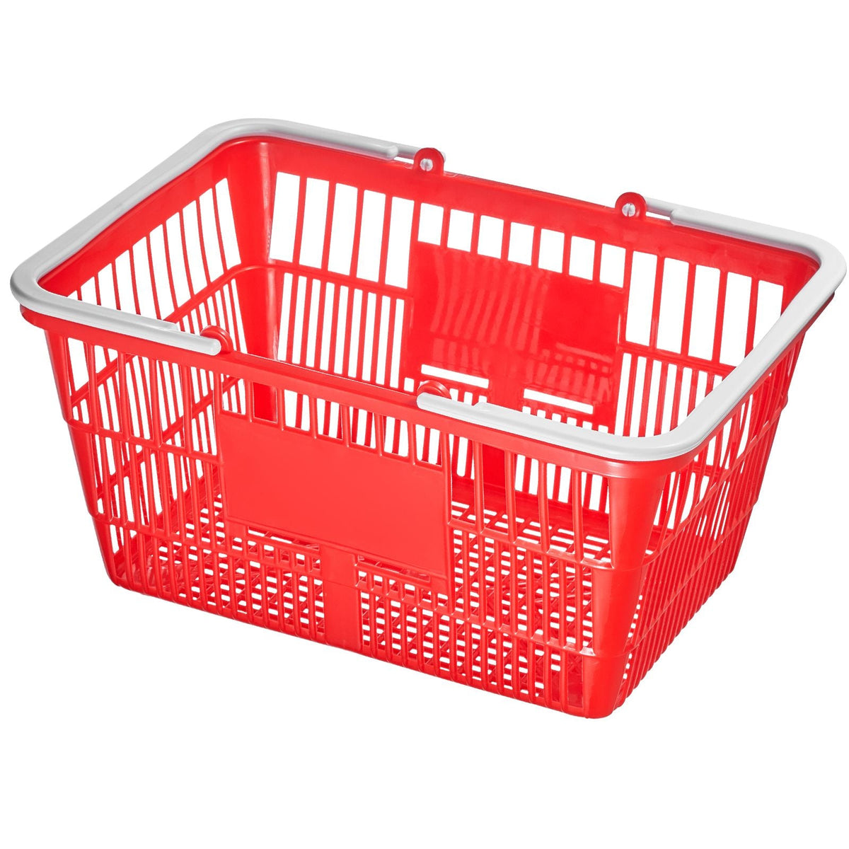 Shopping Basket, Set of 20, 21L Durable Plastic Grocery Basket with Handle and Stand, 16.5 x 11.8 x 8.27 inch Portable Shop Basket Bulk Used for Retail Store Supermarket Grocery Shopping, Red