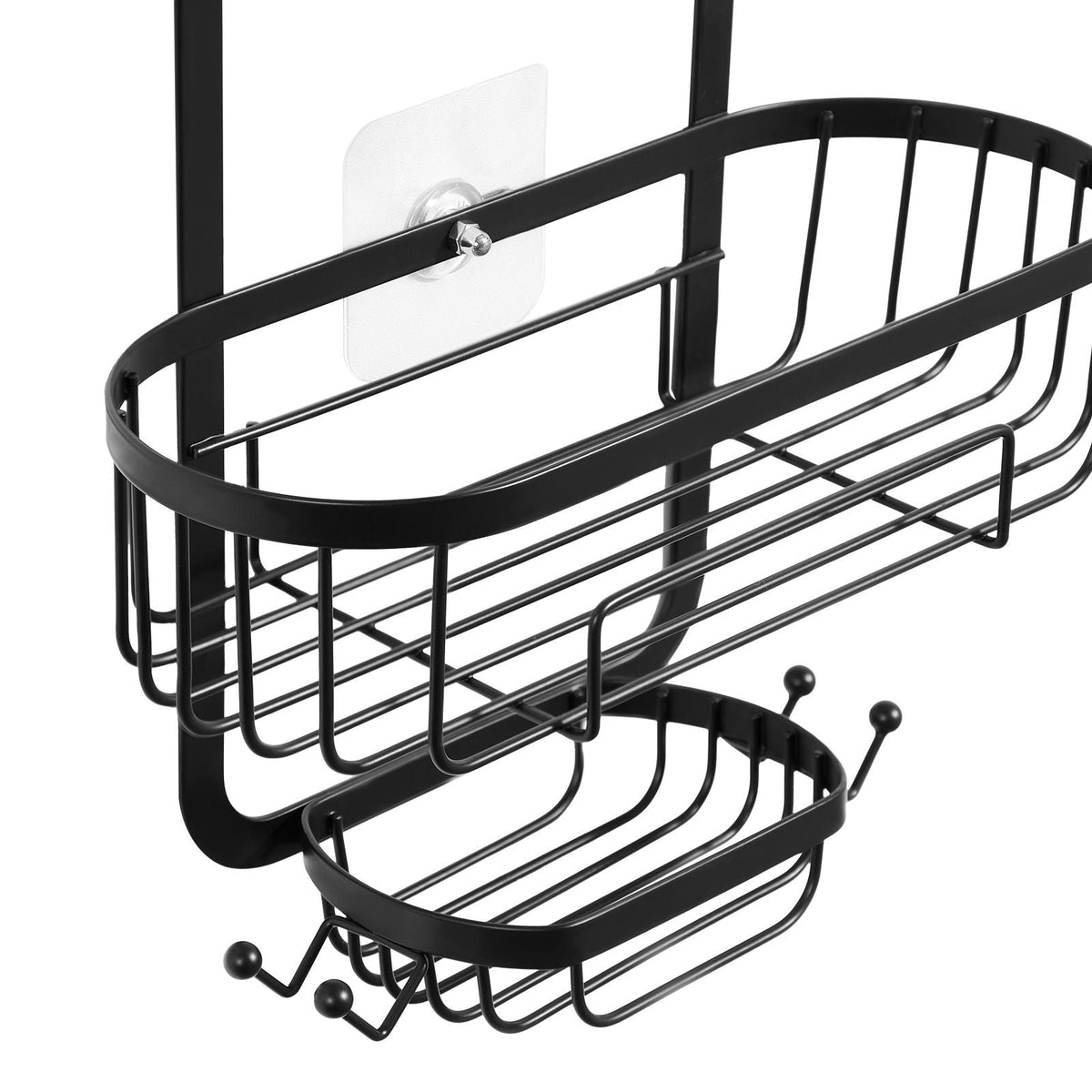 Shower Caddy, 3-Tier Hanging Bathroom Shower Storage Organization Shelves Rack Set, with Soap Holder and Hooks for Towels, Sponge, 40 lbs Large Weight Capacity, Fits Shower Head, Matte Black