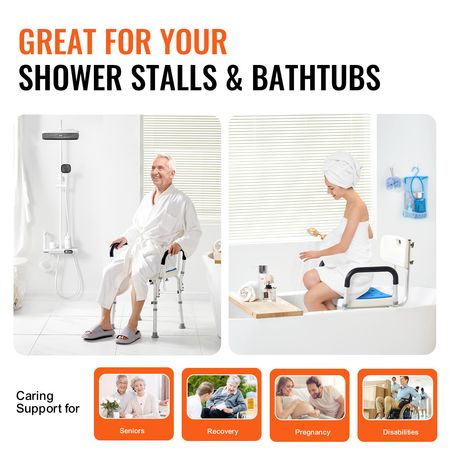 Shower Chair, 400 lbs Capacity, Shower Seat with Back, Adjustable Height Shower Stool, Shower Chair for Inside Shower Bathtub, Non-slip Bathroom Bench Bath Chair for Elderly Disabled Handicap
