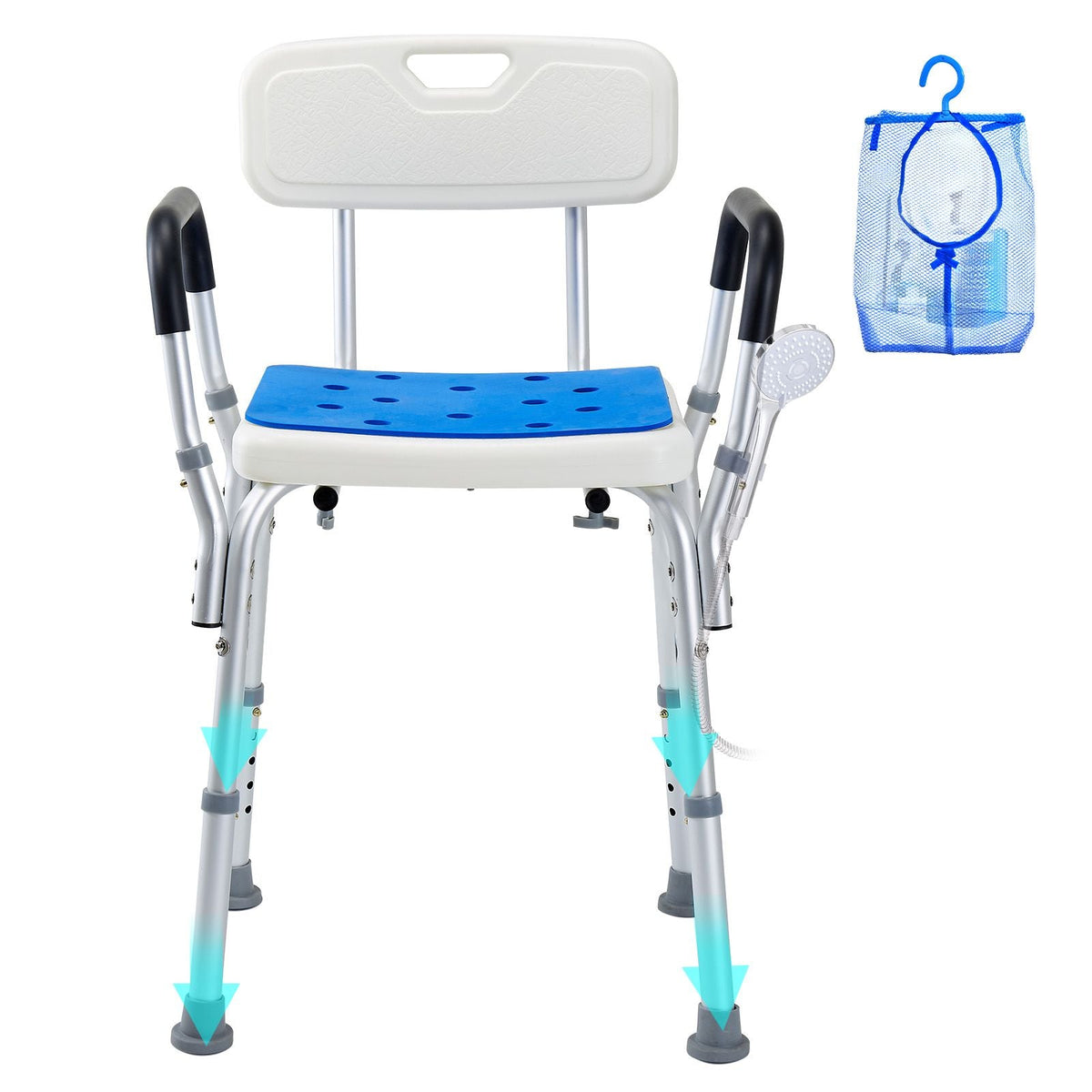 Shower Chair, 400 lbs Capacity, Shower Seat with Back, Adjustable Height Shower Stool, Shower Chair for Inside Shower Bathtub, Non-slip Bathroom Bench Bath Chair for Elderly Disabled Handicap