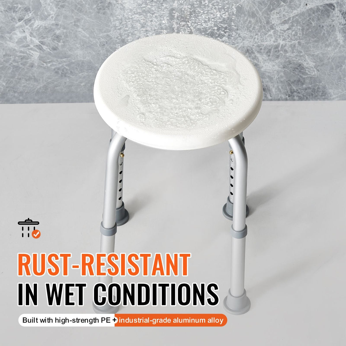 Shower Chair for Inside Shower, Adjustable Height Shower Stool, Non-Slip Bench Bathtub Seat Stool for Elderly Disabled Adults Handicap, 300 lbs Capacity