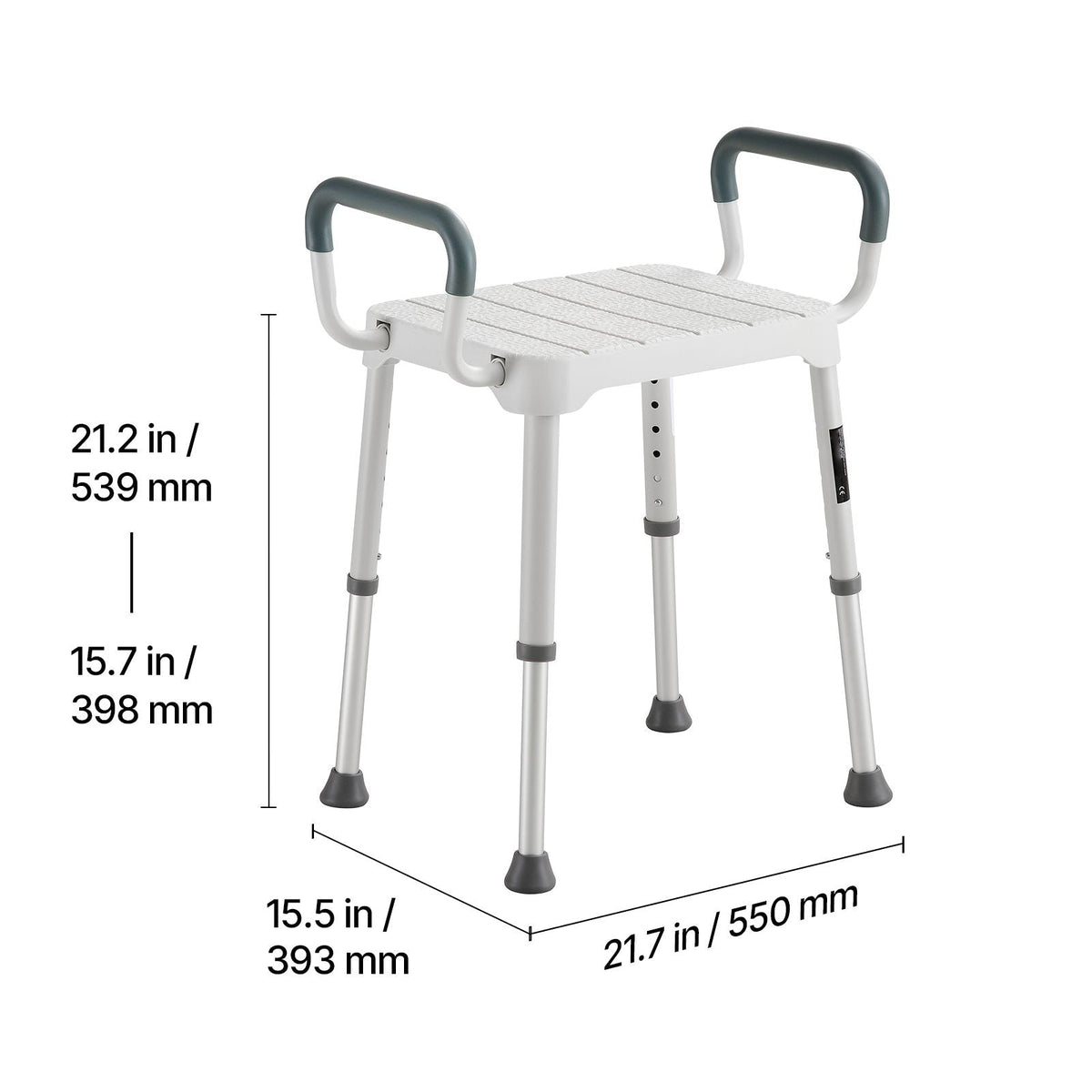 Shower Chair with Armrest, 6-Level Height Adjustable Bath Seat for Inside Shower or Tubs, Non-Slip Bathroom Bathtub Chair for Elderly Disabled Injured, 400LBS Capacity