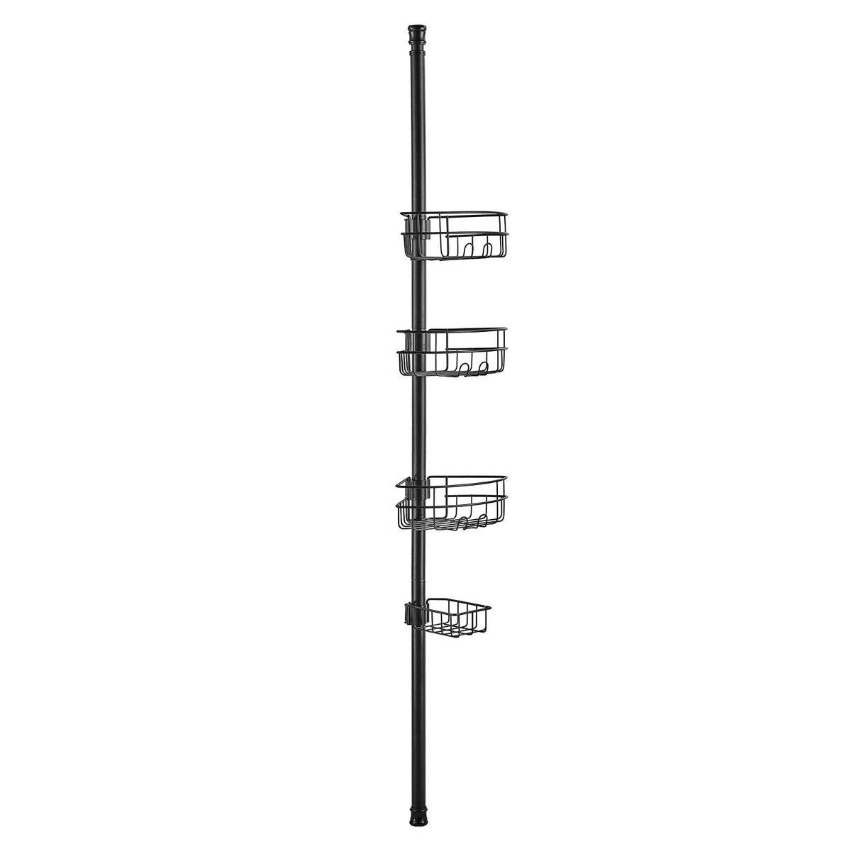 Shower Corner Caddy Tension Pole, 39" to 125" High, Multi-Functional Shower Tension Pole with Strong Load-Bearing Tray, Rust-Proof Easy-to-Install Tension Pole, Fit for Bathroom & Washroom