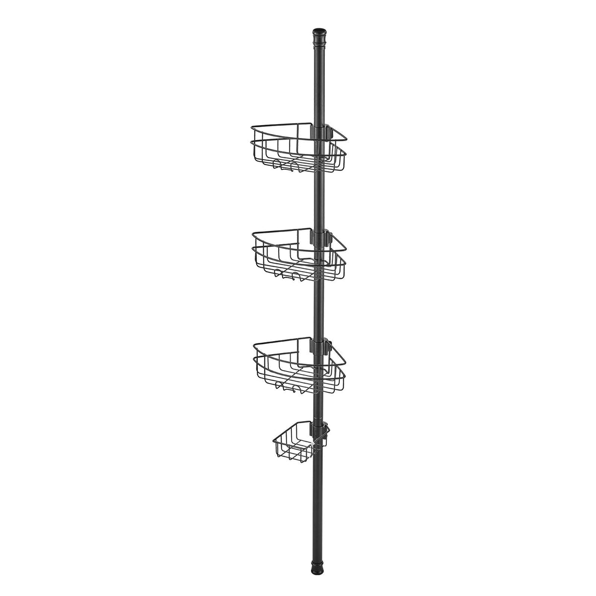Shower Corner Caddy Tension Pole, 39" to 125" High, Multi-Functional Shower Tension Pole with Strong Load-Bearing Tray, Rust-Proof Easy-to-Install Tension Pole, Fit for Bathroom & Washroom