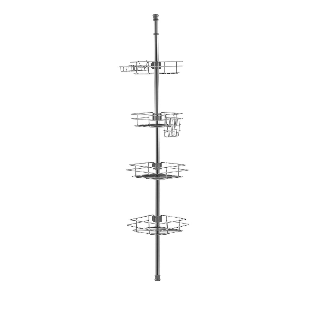 Shower Corner Caddy Tension Pole, 42" to 114" High, Multi-Functional Shower Tension Pole with Strong Load-Bearing Tray, Rust-Proof Easy-to-Install Tension Pole, Fit for Bathroom & Washroom