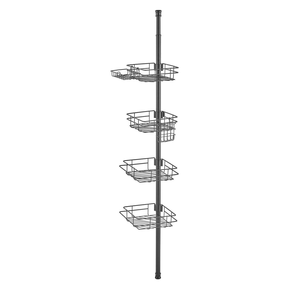 Shower Corner Caddy Tension Pole, 42" to 114" High, Multi-Functional Shower Tension Pole with Strong Load-Bearing Tray, Rust-Proof Easy-to-Install Tension Pole, Fit for Bathroom & Washroom