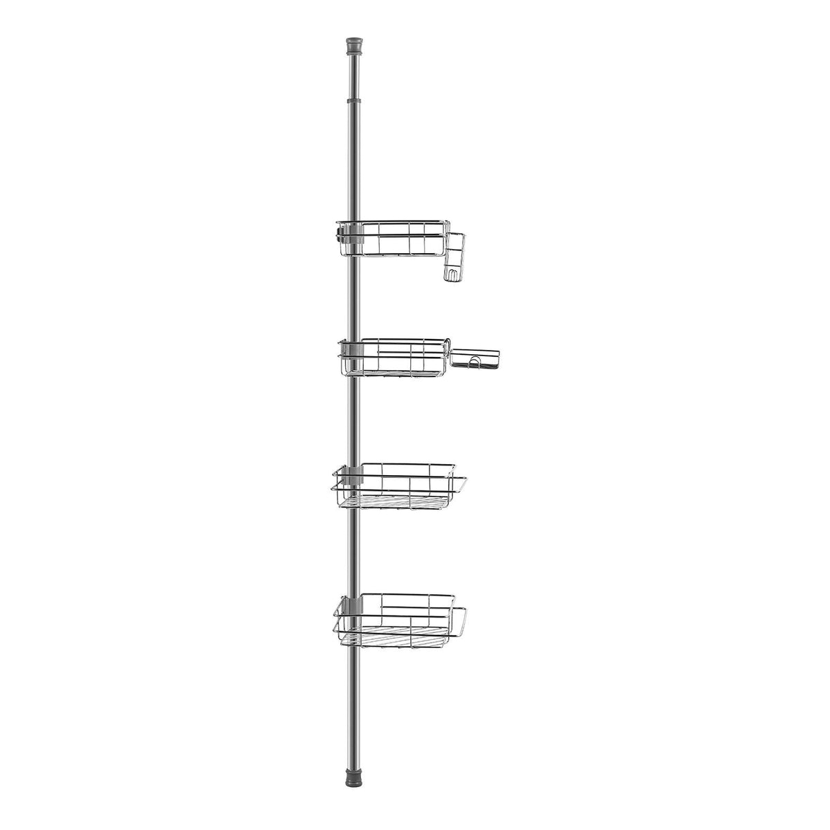 Shower Corner Caddy Tension Pole, 42" to 114" High, Multi-Functional Shower Tension Pole with Strong Load-Bearing Tray, Rust-Proof Easy-to-Install Tension Pole, Fit for Bathroom & Washroom