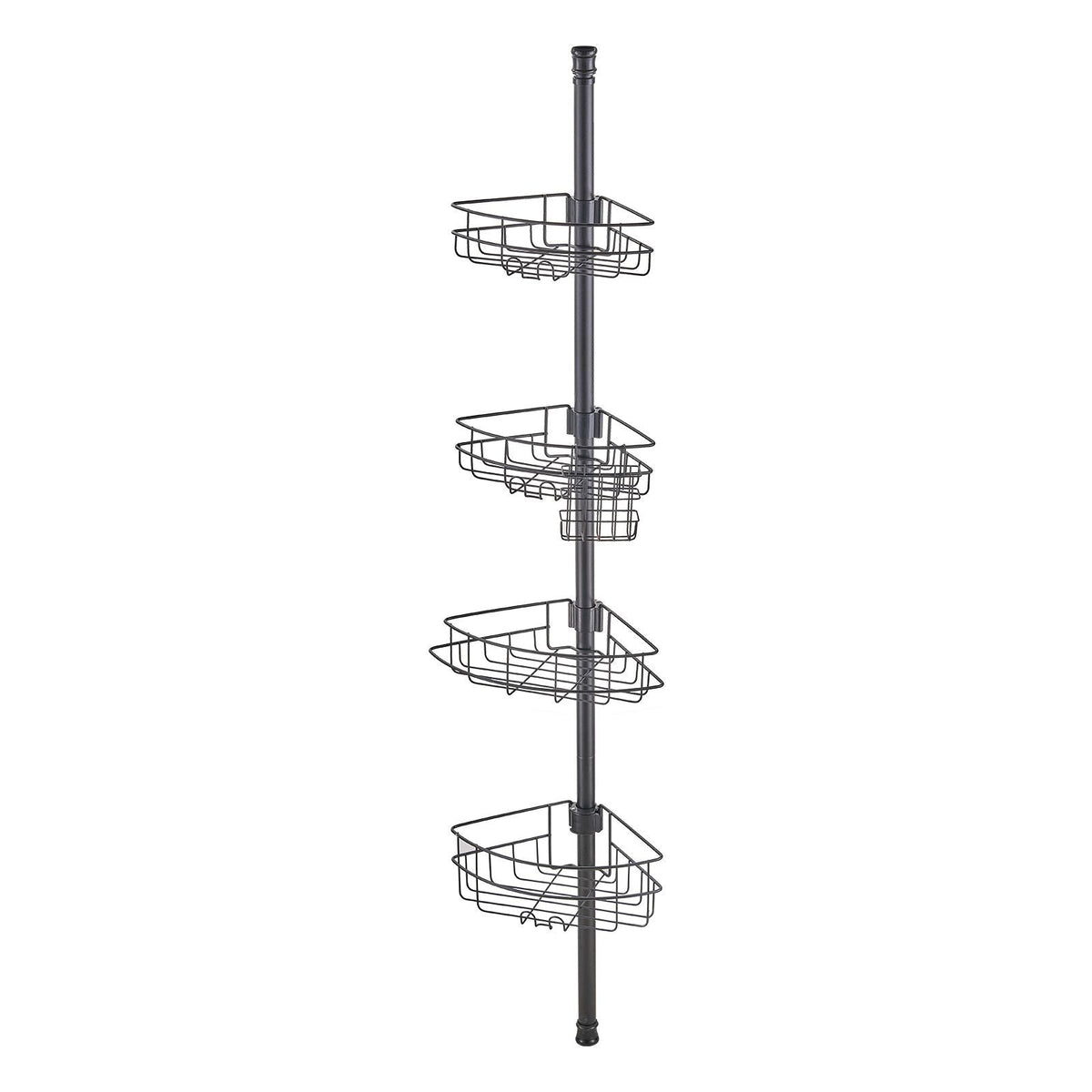 Shower Corner Caddy Tension Pole, 56" to 114" High, Multi-Functional Shower Tension Pole with Strong Load-Bearing Tray, Rust-Proof Easy-to-Install Tension Pole, Fit for Bathroom & Washroom