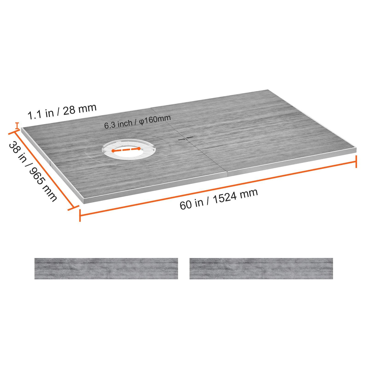 Shower Curb Kit, 60"x38" Shower Pan Kit with 6.3" Offset Drain, Lightweight EPS Shower Installation Kits with 2 Waterproof Cloths, Shower Pan Slope Sticks Fit for Bathroom