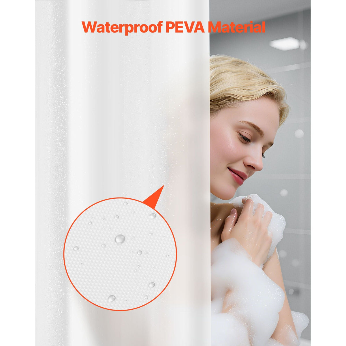 Shower Curtain Liner, 8G Heavy-Duty PEVA Shower Liner, 2-Pack Waterproof Plastic Liners with 3 Magnets and 12 Rust-Resistant Metal Grommet, for Bathroom Showers & Bath Tubs, 72 x 72 in (White)