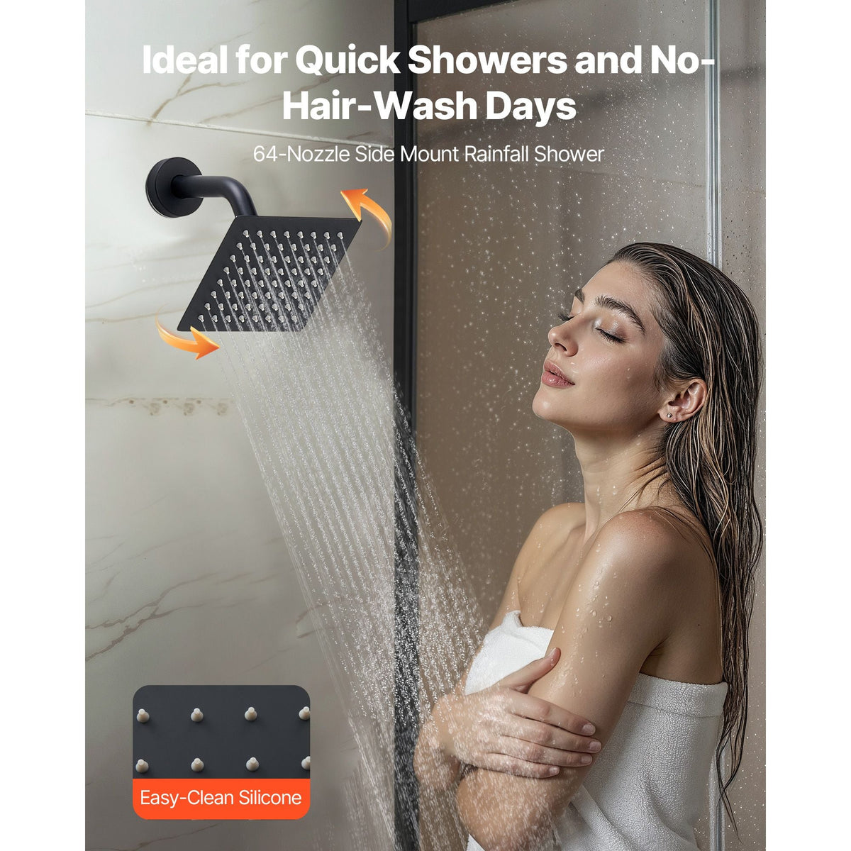 Shower Faucet Set, 12 Inch Thermostatic Ceiling Mount Rainfall Shower System with 6 Inch Wall Mount Head and 2 in 1 Handheld Spray, 3-Function Dual Rain Head Brass Valve & Trim Kit, Matte Black