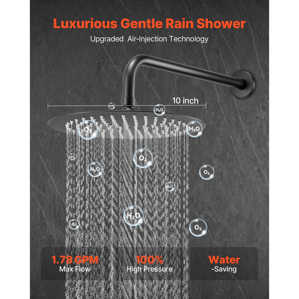 Shower Faucet Set, Rainfall Bathroom Shower System with 10-Inch Round Rain Shower Head and Handheld Spray, Wall Mounted Bath Fixtures with Brass Valve and Trim Kit, Matte Black