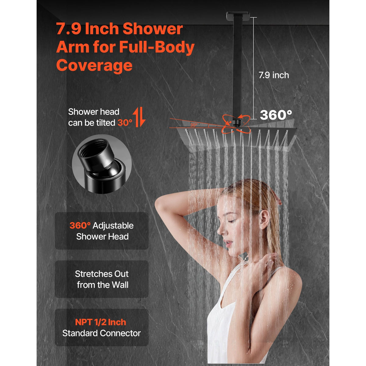 Shower Faucet Set, Rainfall Bathroom Shower System with 10-Inch Square Rain Shower Head and Handheld Spray, Ceiling Mount Bath Fixtures with Brass Valve and Trim Kit, Matte Black