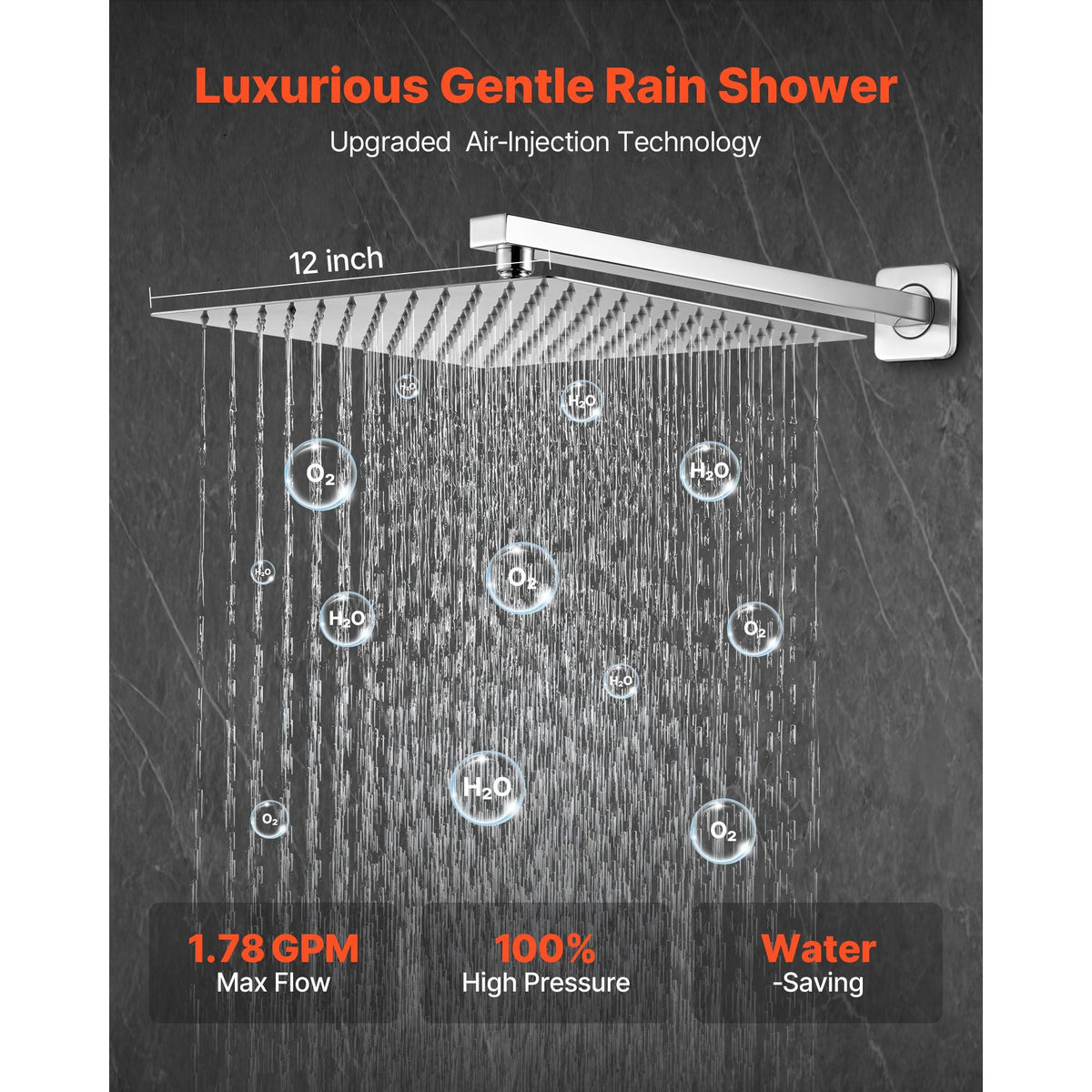 Shower Faucet Set, Rainfall Bathroom Shower System with 12-Inch Square Rain Shower Head and Handheld Spray, Wall Mounted Bath Fixtures with Brass Valve and Trim Kit, Brushed Nickel