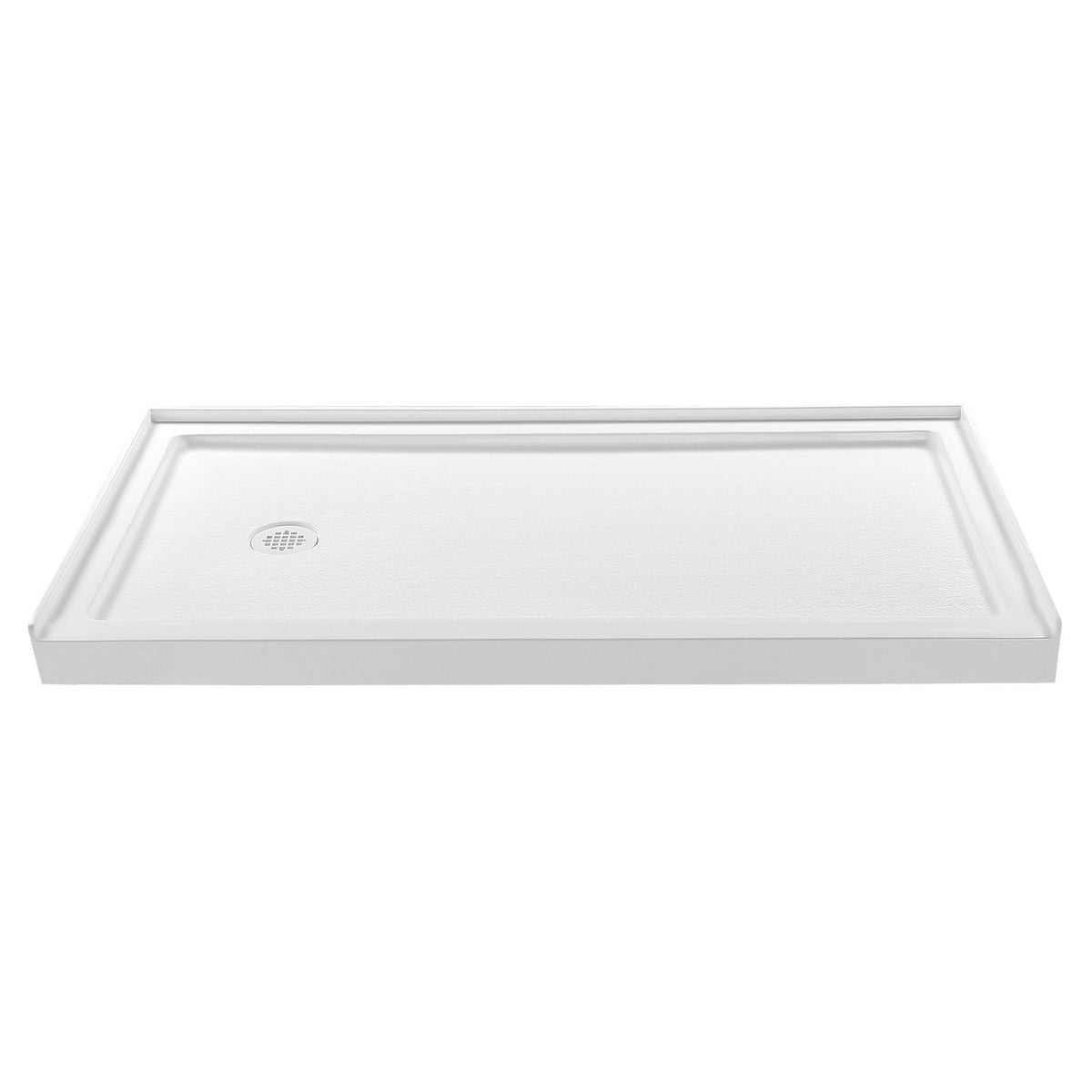 Shower Pan, 60″ L x 30″ W Single Threshold Shower Base, Rectangle Acrylic & PVC Showering Base in White, Slip-Resistant Showering Pan Bases with Drain & Cover for Bathroom, Left Drain Location