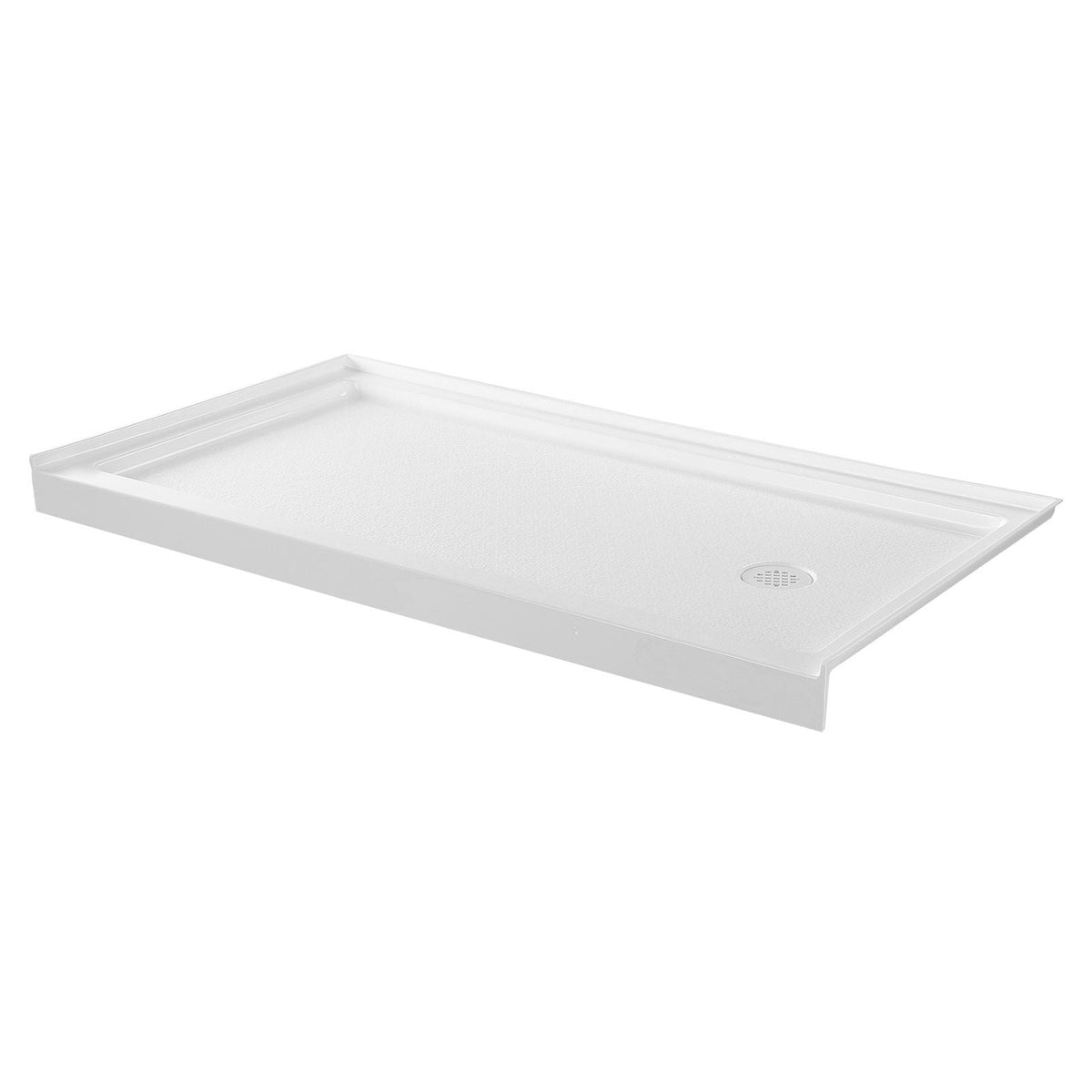 Shower Pan, 60″ L x 30″ W Single Threshold Shower Base, Rectangle Acrylic & PVC Showering Base in White, Slip-Resistant Showering Pan Bases with Drain & Cover for Bathroom, Right Drain Location