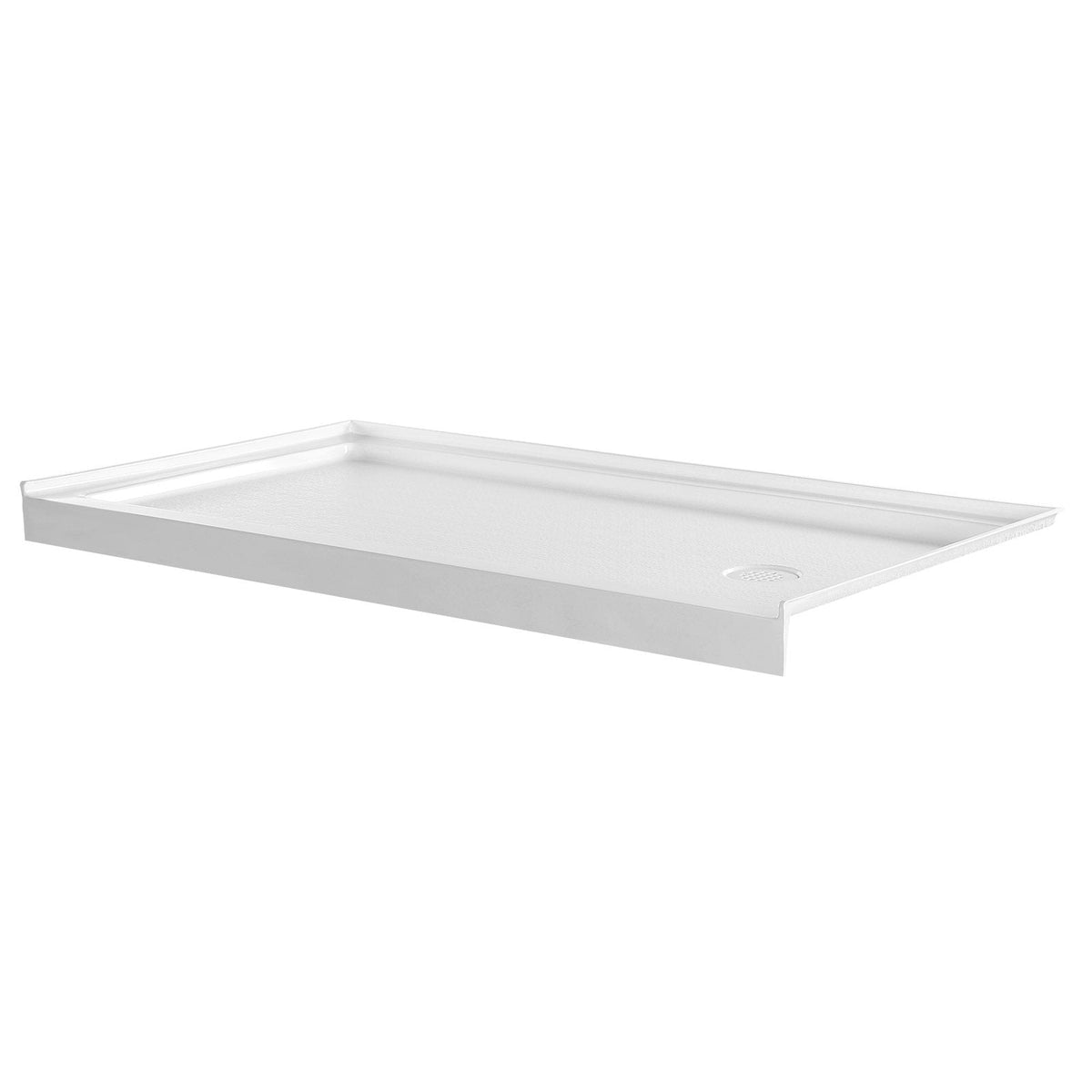 Shower Pan, 60″ L x 32″ W Single Threshold Shower Base, Rectangle Acrylic & PVC Showering Base in White, Slip-Resistant Showering Pan Bases with Drain & Cover for Bathroom, Right Drain Location