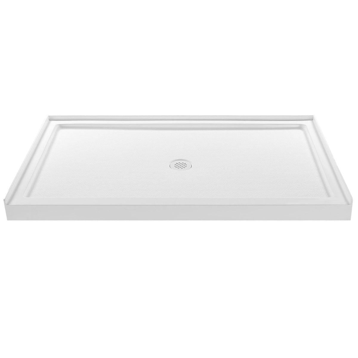 Shower Pan, 60″ L x 36″ W Single Threshold Shower Base, Rectangle Acrylic & PVC Showering Base in White, Slip-Resistant Showering Pan Bases with Drain & Cover for Bathroom, Center Drain Location