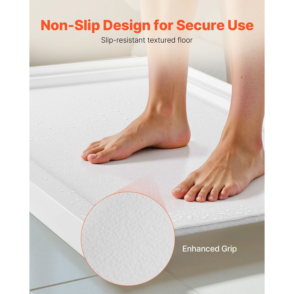 Shower Pan, 60″ L x 36″ W Single Threshold Shower Base, Rectangle Acrylic & PVC Showering Base in White, Slip-Resistant Showering Pan Bases with Drain & Cover for Bathroom, Center Drain Location