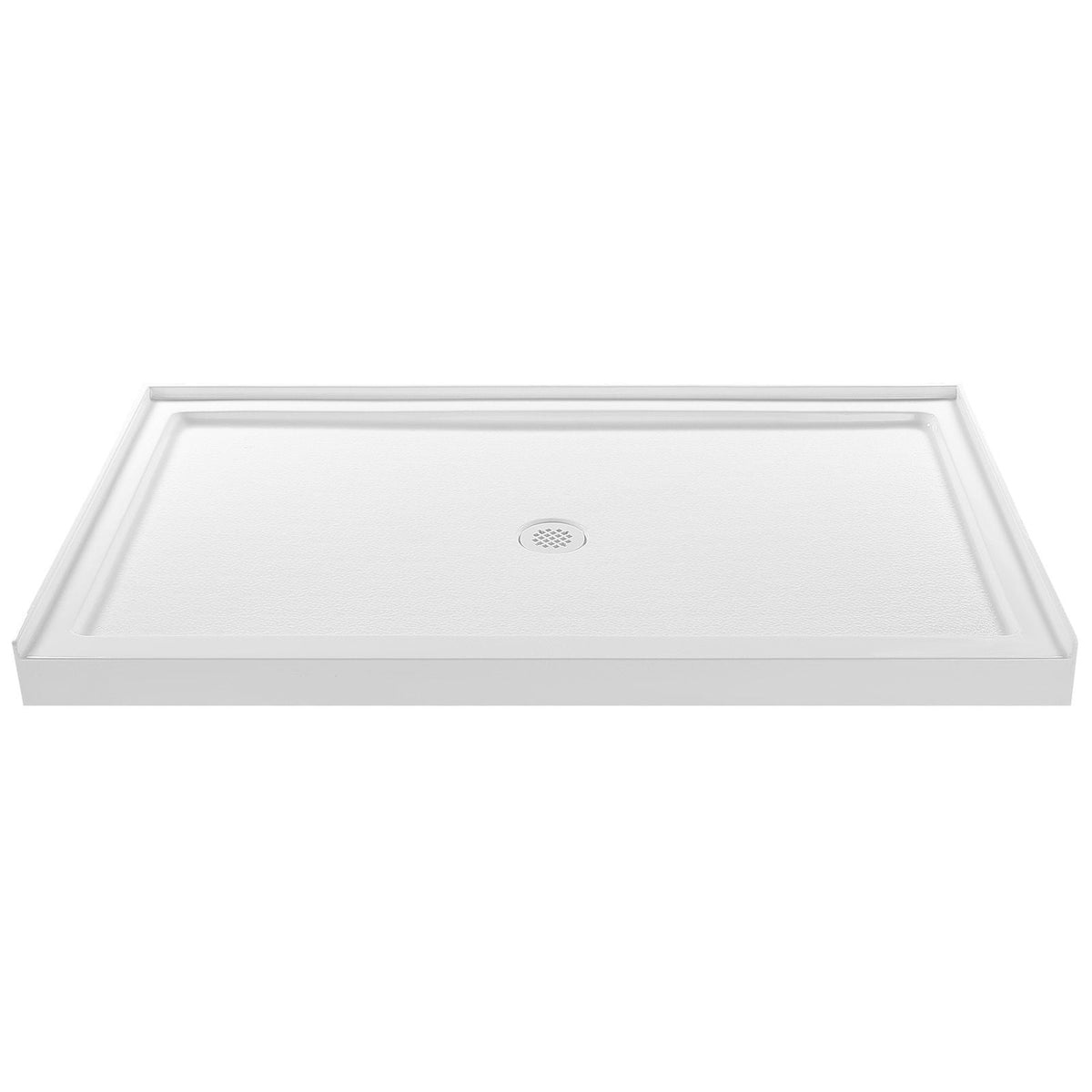 Shower Pan, 60″ L x 36″ W Single Threshold Shower Base, Rectangle Acrylic & PVC Showering Base in White, Slip-Resistant Showering Pan Bases with Drain & Cover for Bathroom, Center Drain Location