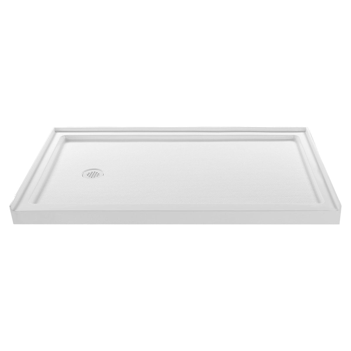 Shower Pan, 60″ L x 36″ W Single Threshold Shower Base, Rectangle Acrylic & PVC Showering Base in White, Slip-Resistant Showering Pan Bases with Drain & Cover for Bathroom, Left Drain Location