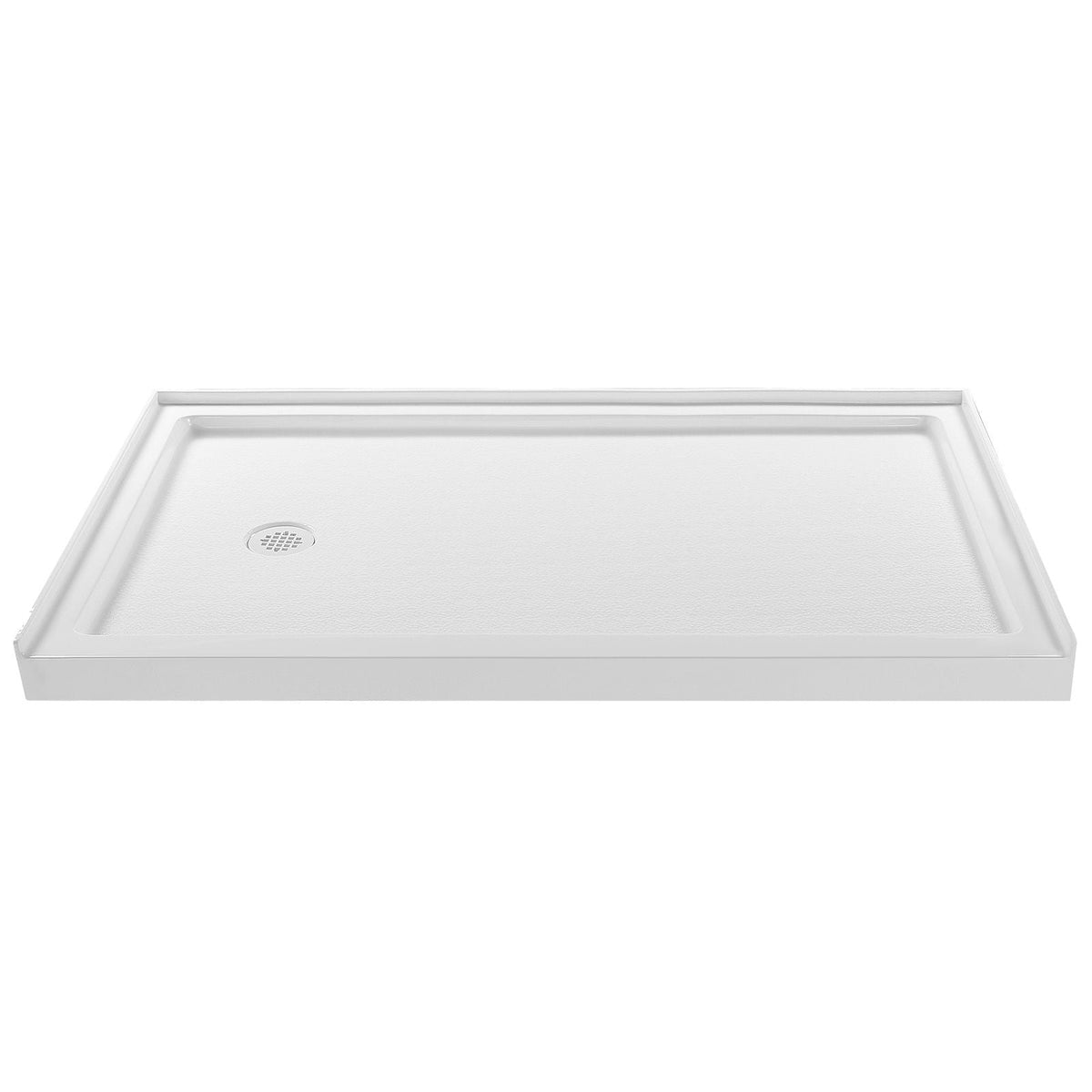 Shower Pan, 60″ L x 36″ W Single Threshold Shower Base, Rectangle Acrylic & PVC Showering Base in White, Slip-Resistant Showering Pan Bases with Drain & Cover for Bathroom, Left Drain Location