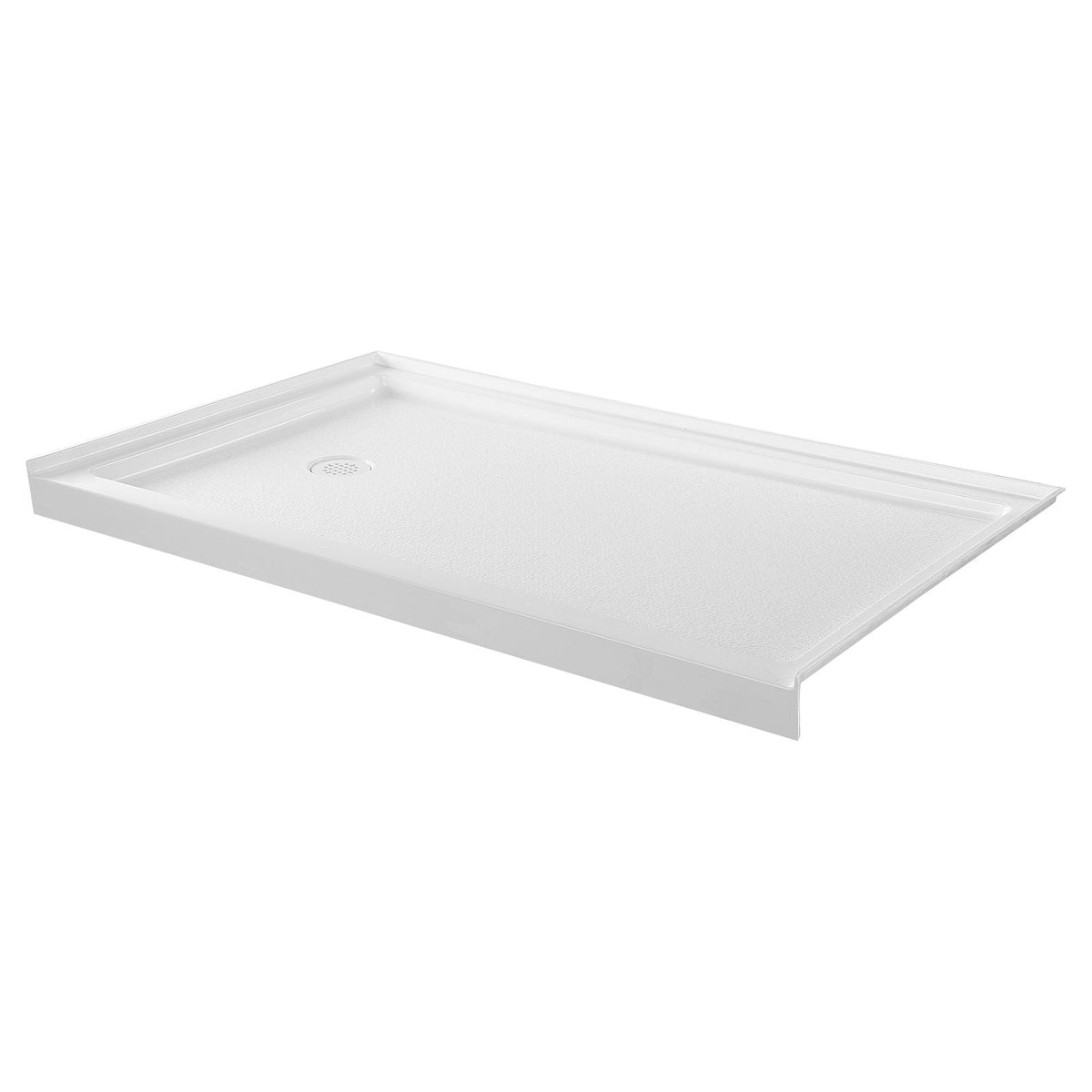 Shower Pan, 60″ L x 36″ W Single Threshold Shower Base, Rectangle Acrylic & PVC Showering Base in White, Slip-Resistant Showering Pan Bases with Drain & Cover for Bathroom, Left Drain Location