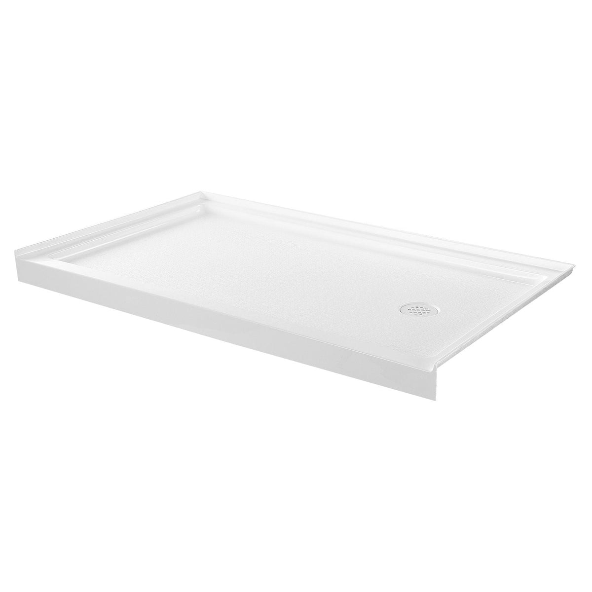 Shower Pan, 60″ L x 36″ W Single Threshold Shower Base, Rectangle Acrylic & PVC Showering Base in White, Slip-Resistant Showering Pan Bases with Drain & Cover for Bathroom, Right Drain Location